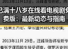 已满十八岁在线看电视剧免费版：最新动态与指南