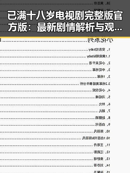 已满十八岁电视剧完整版官方版：最新剧情解析与观众反响