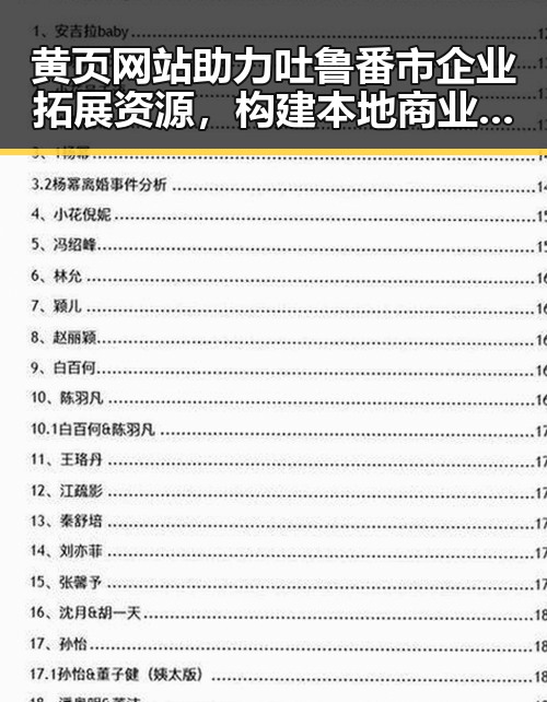 黄页网站助力吐鲁番市企业拓展资源,构建本地商业生态